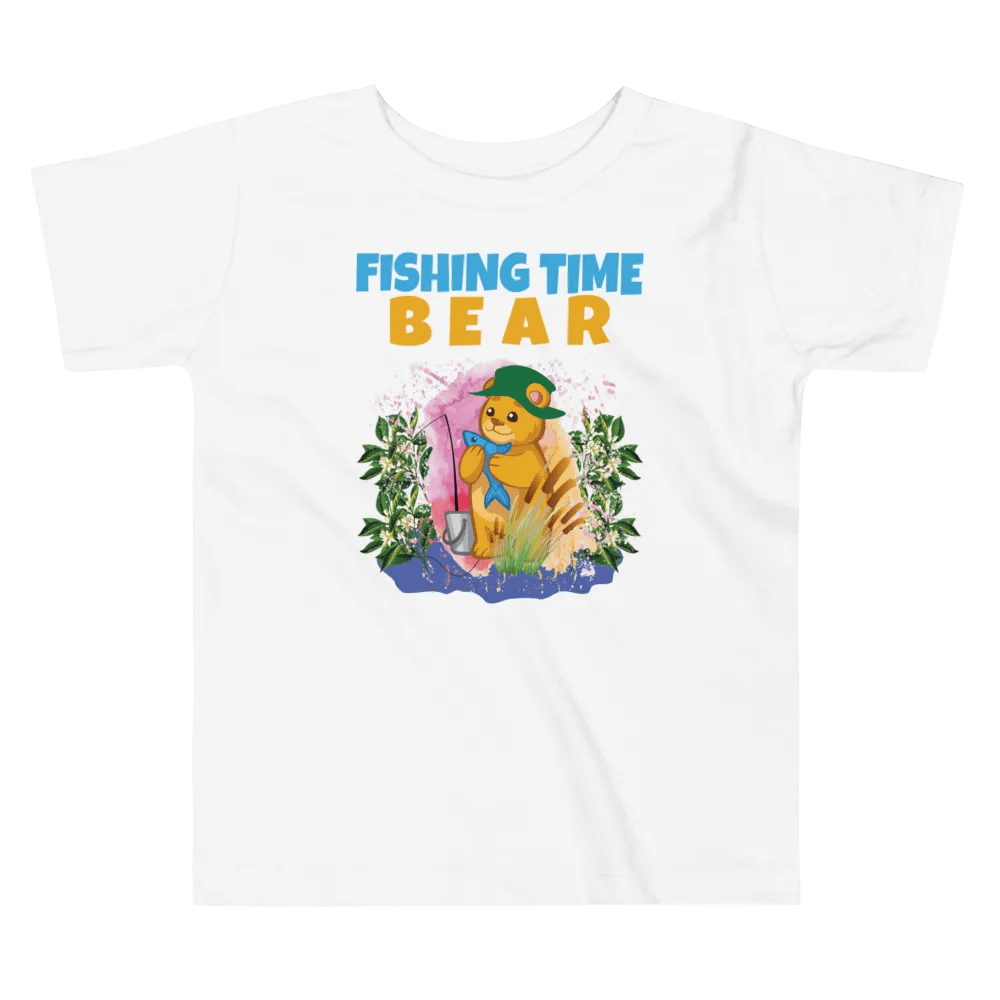 Bear Fishing Time Cute Colorful Funny Bella + Canvas Toddler T-Shirt – Funny Shirt & Gift for Kids product image (5)