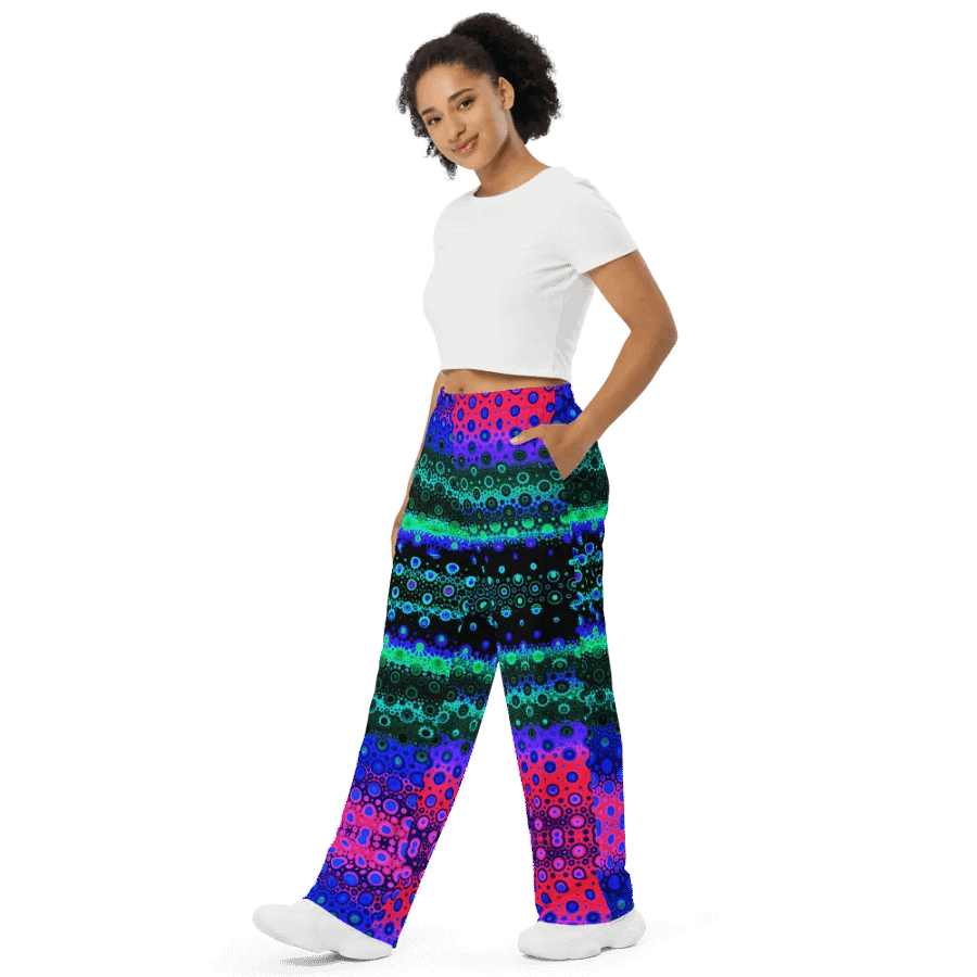 Abstract Multicoloured Pattern Unisex Wide Leg Trousers product image (4)