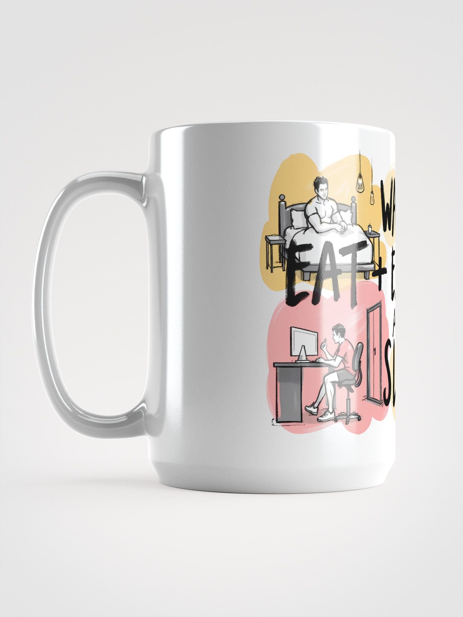Daily Routine | Wake Up, Eat, Exercise, Sleep Art Glossy Mug product image (6)