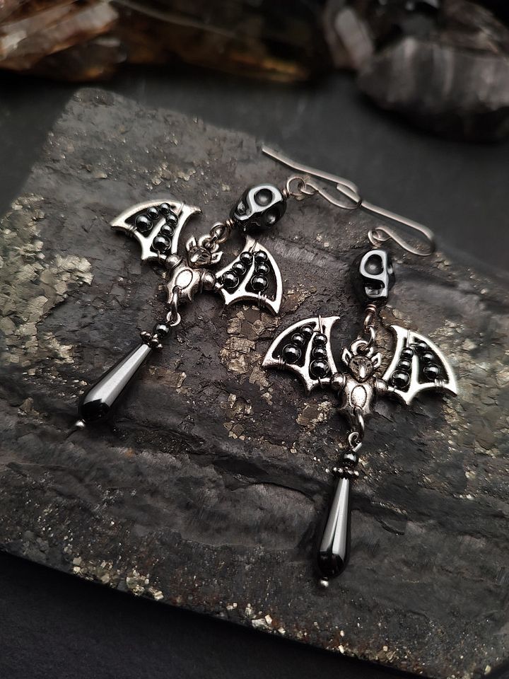 Earrings Bats - Hematite Shadows product image (1)