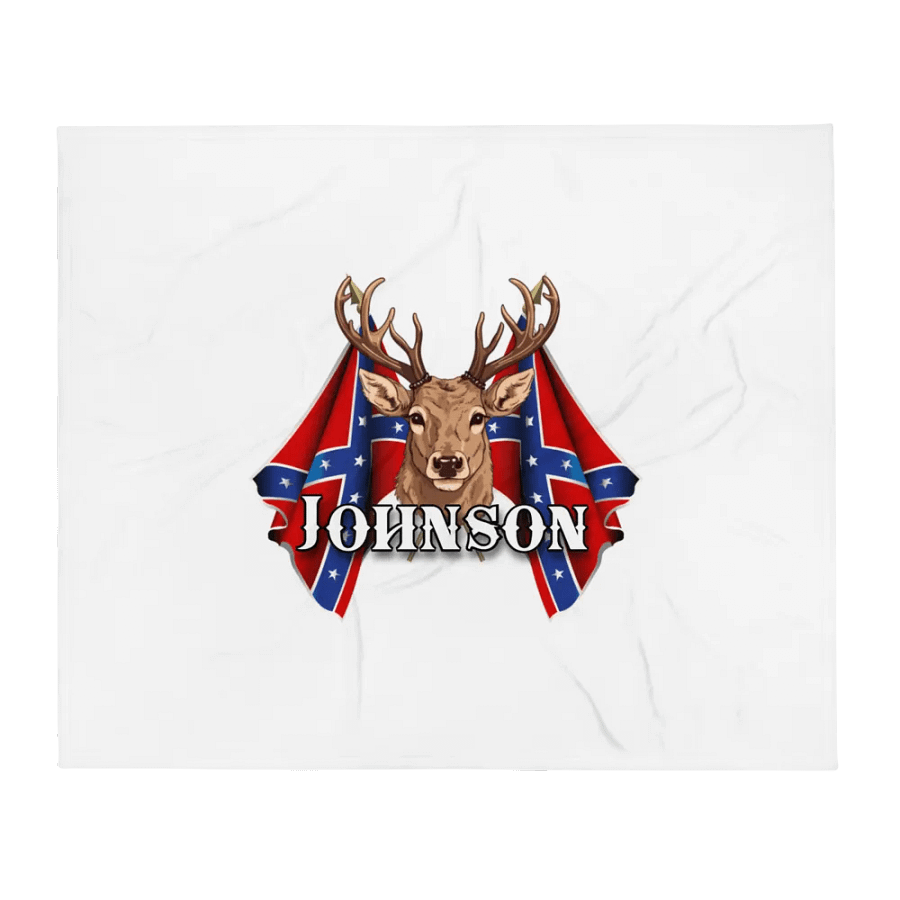 "Johnson" Last Name Rebel Redneck Deer - Throw Blanket product image (1)