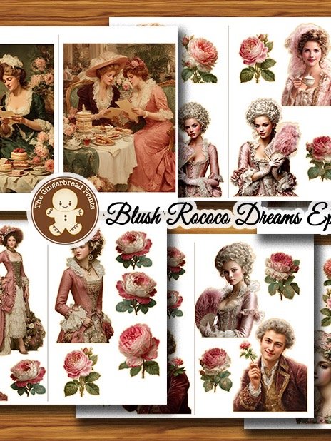 Blush Rococo Dreams Ephemera kit digital Download product image (2)