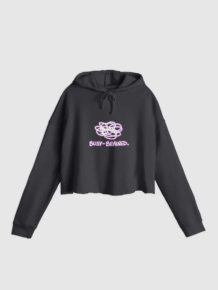 BUSY-BRAINED (lined design, #763D7D) lightweight cropped hoodie product image (1)