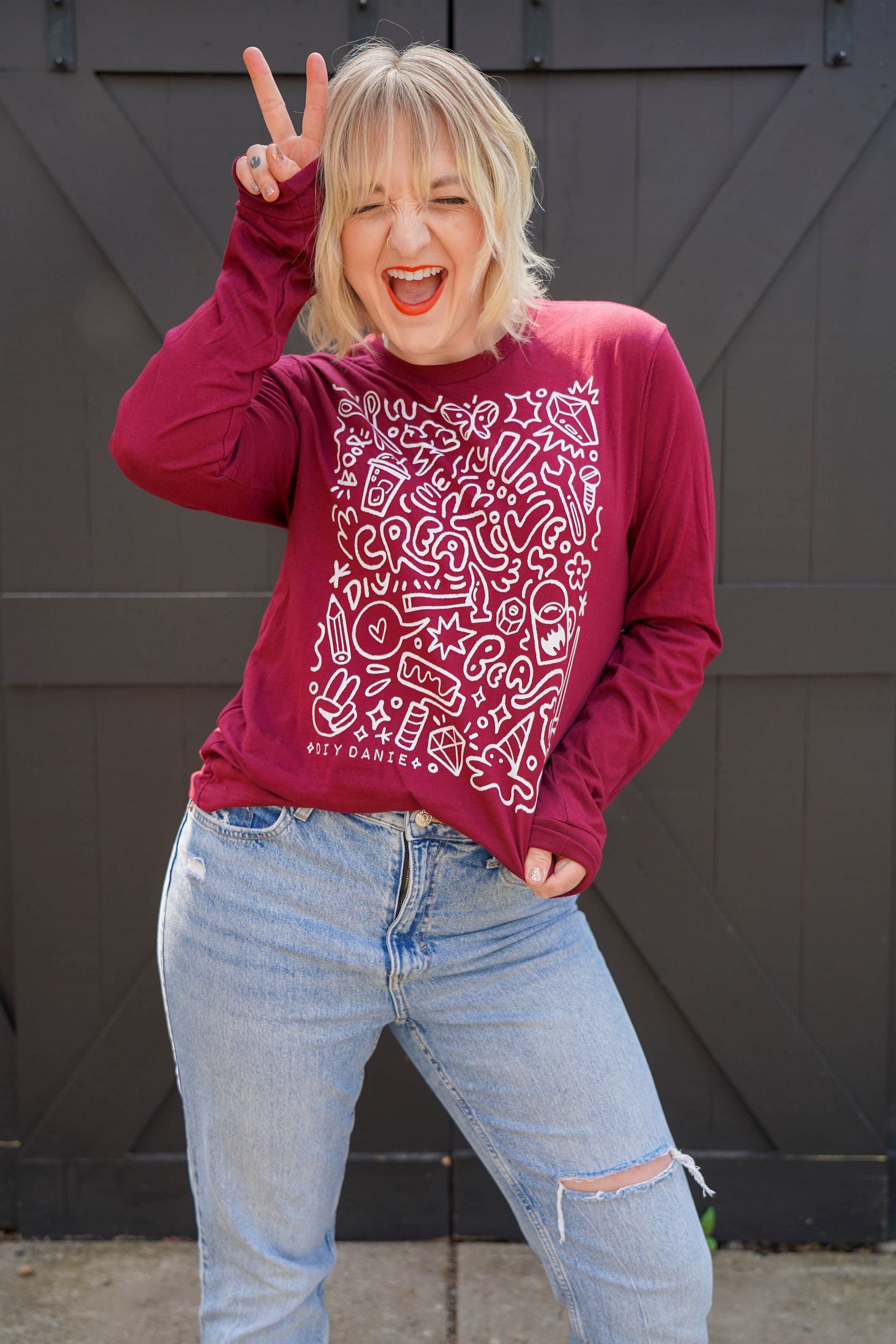 CREATIVE CHAOS LONG SLEEVE - White txt product image (1)