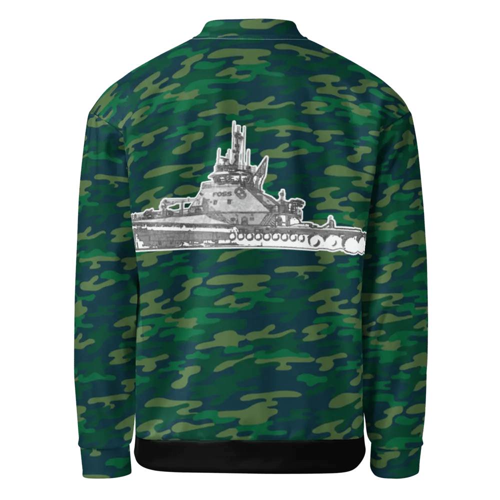 Foss Tugboat Sketch Teal Camouflage Bomber Jacket product image (1)