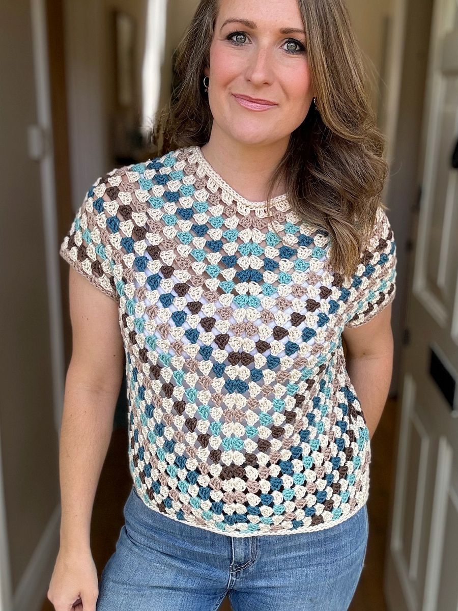 Top Down Crochet Granny Stitch Sweater Pattern Adult Sizes product image (8)