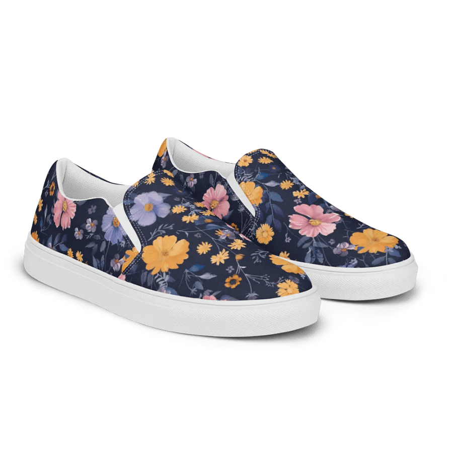 Multicolor Floral Pattern Women's Slip-On Canvas Shoes by Treasure Pie product image (6)
