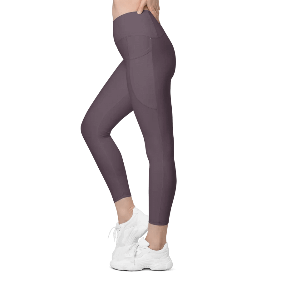 Plain Mauve Soft Summer Women's High Waisted Premium Crossover Leggings with Pockets by Treasure Pie product image (5)