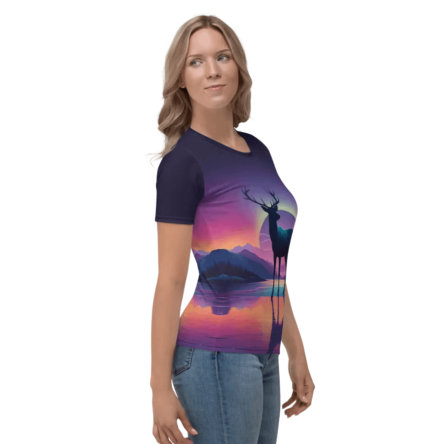 Deer at Sunset in the Wild All Over Print T-shirt product image (4)