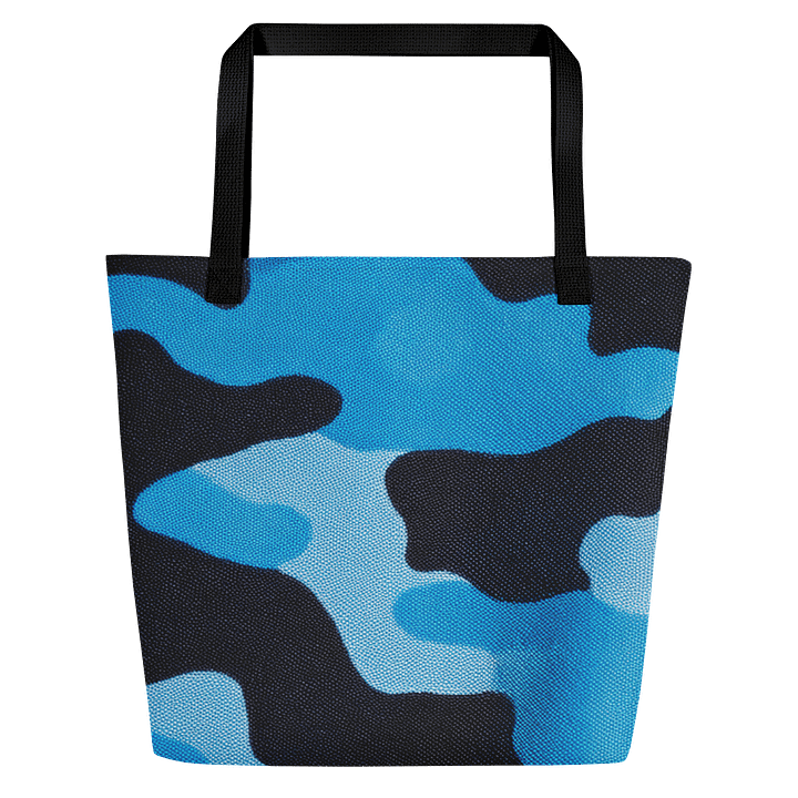 Large Tote Bag w/Pocket black and light blue camo product image (1)