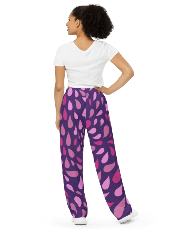 Purple Paisley All-Over Print Unisex Wide-Leg Pants product image (2)