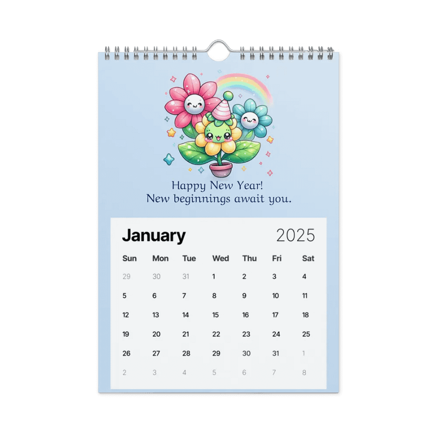 2025 Wall Calendar With Kawaii Style Flowers and Inspirations product image (6)