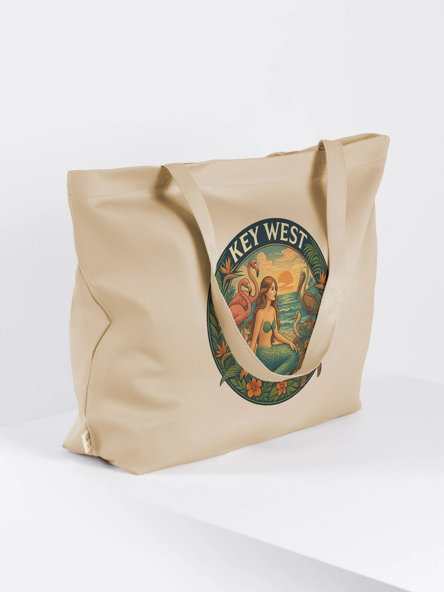 Key West Organic Cotton Tote Bag with Mermaid, Birds, and Turtle product image (7)