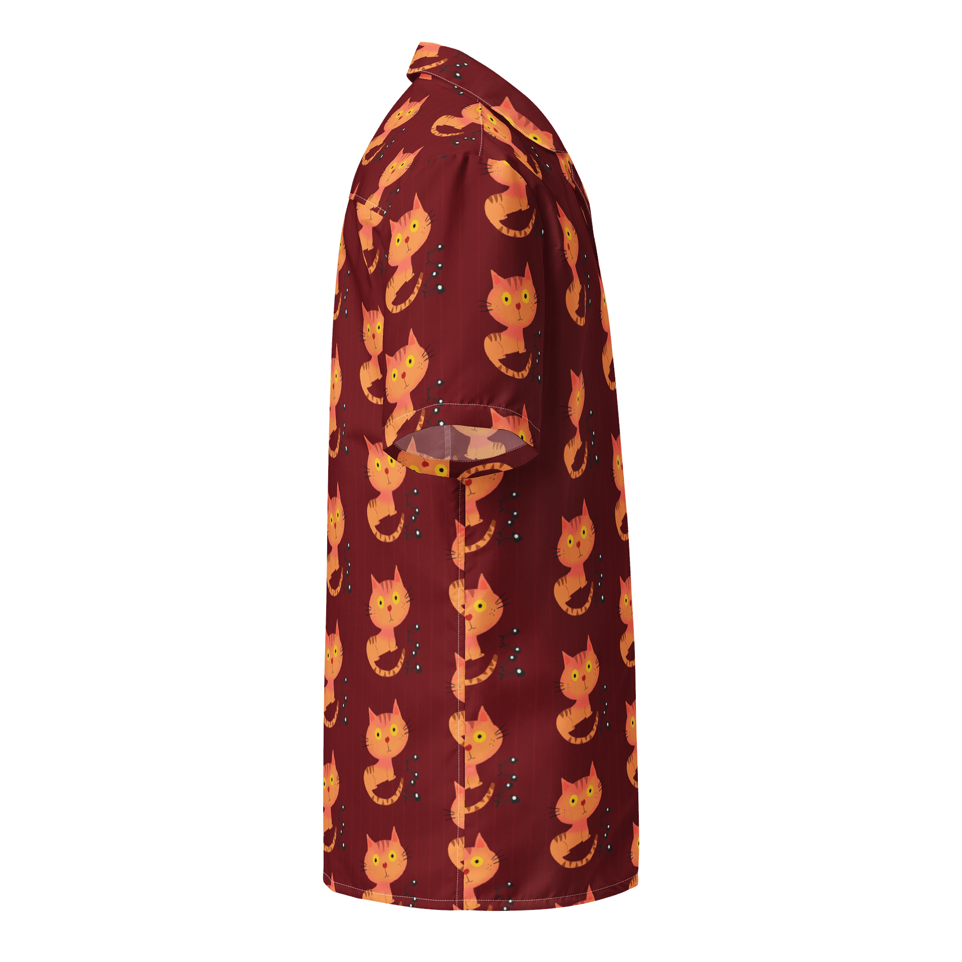 Feasting Ginger Kitty Button-Down Hawaiian Shirt - Burnt Orange product image (4)