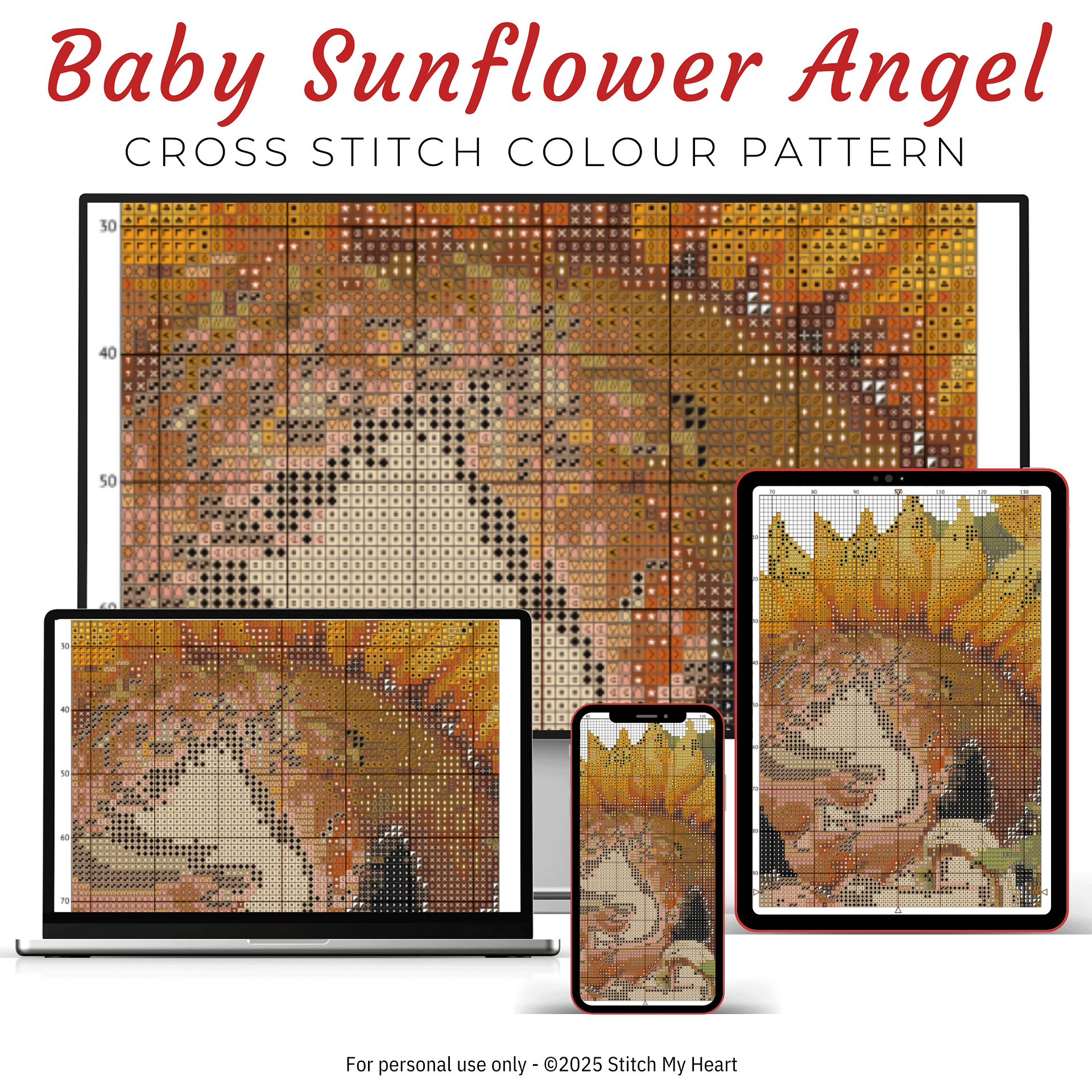 Baby Sunflower Angel Cross Stitch Pattern product image (3)