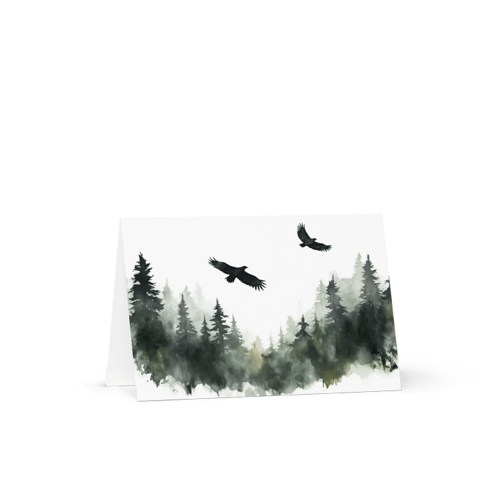 All-Occasion Greeting Card: Hovering Crows Over Spruce Forest product image (1)