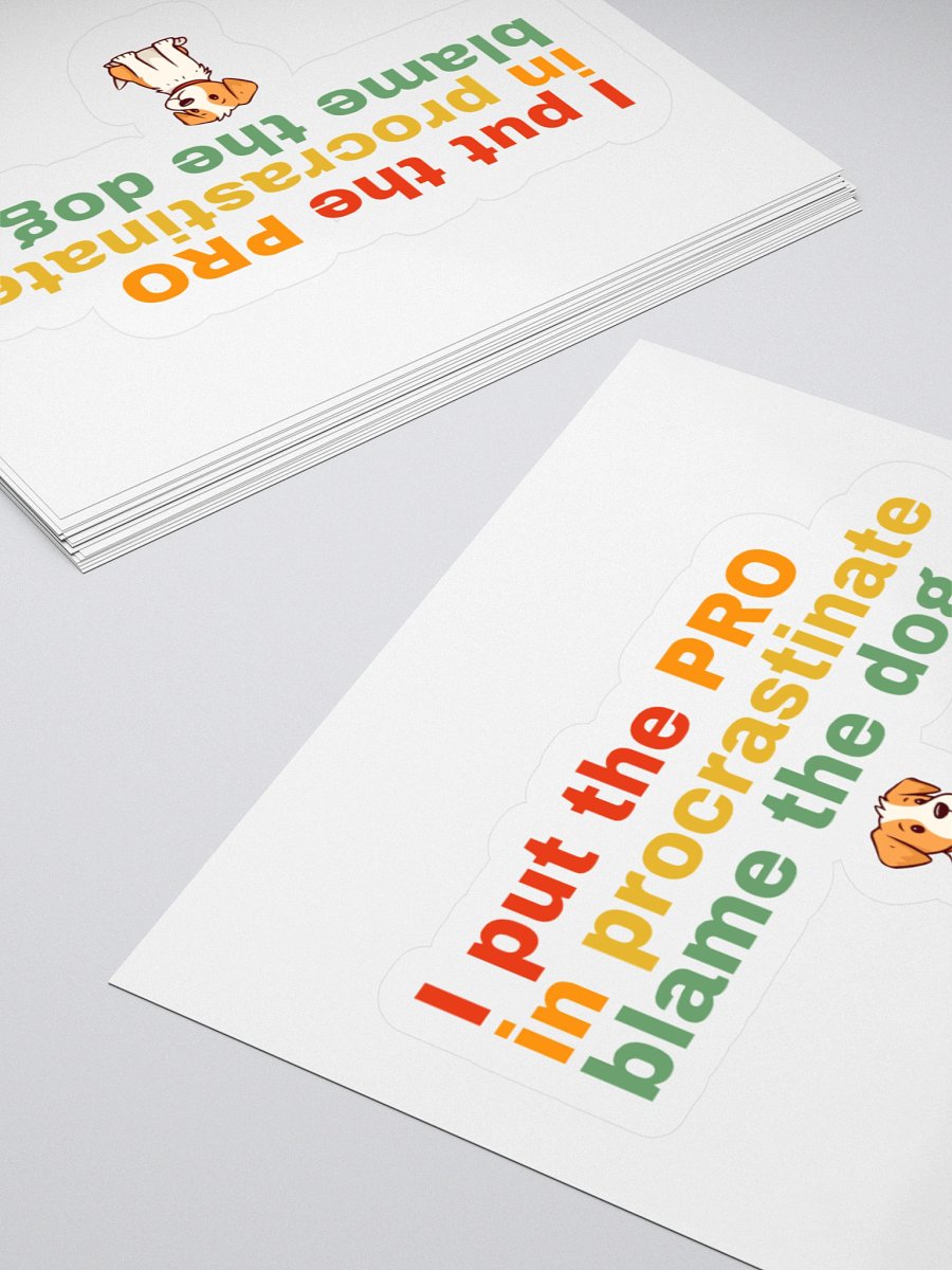 Procrastination Pup Kiss Cut Stickers product image (11)