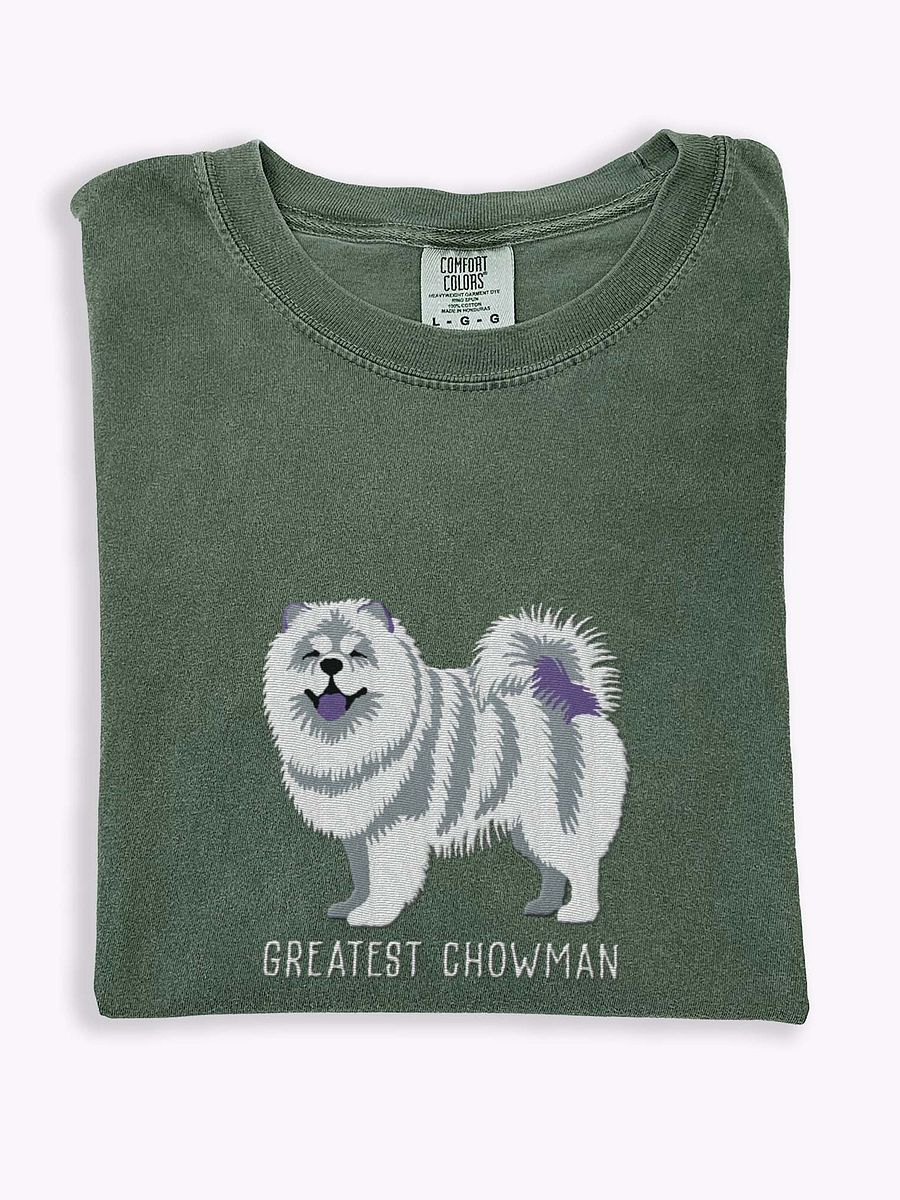 Greatest Chowman T-Shirt(Embroidered) of a Chow Chow(White) product image (1)