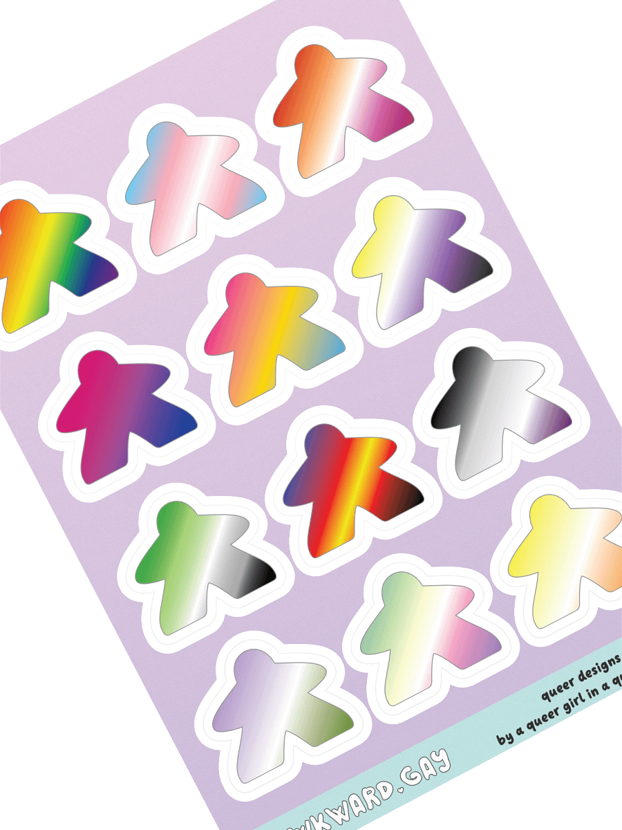 Multi Pride Gradient Meeple Sticker Sheet product image (1)