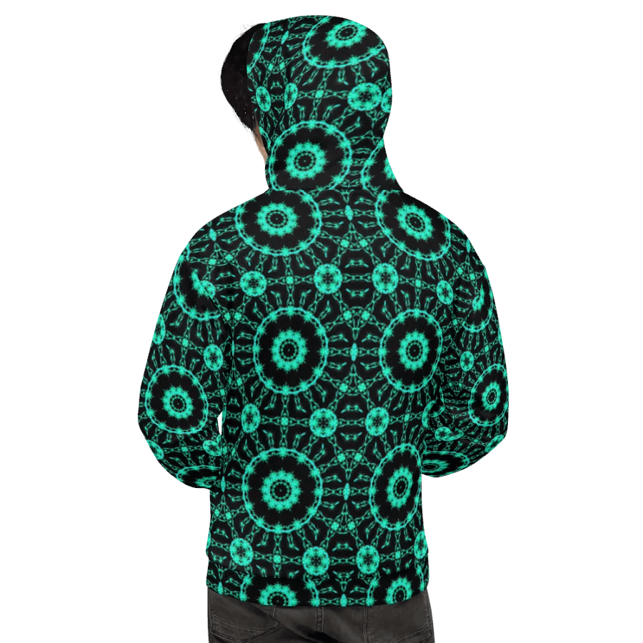 Abstract Repeating Neon Green Shapes Unisex All Over Print Hoodie product image (8)