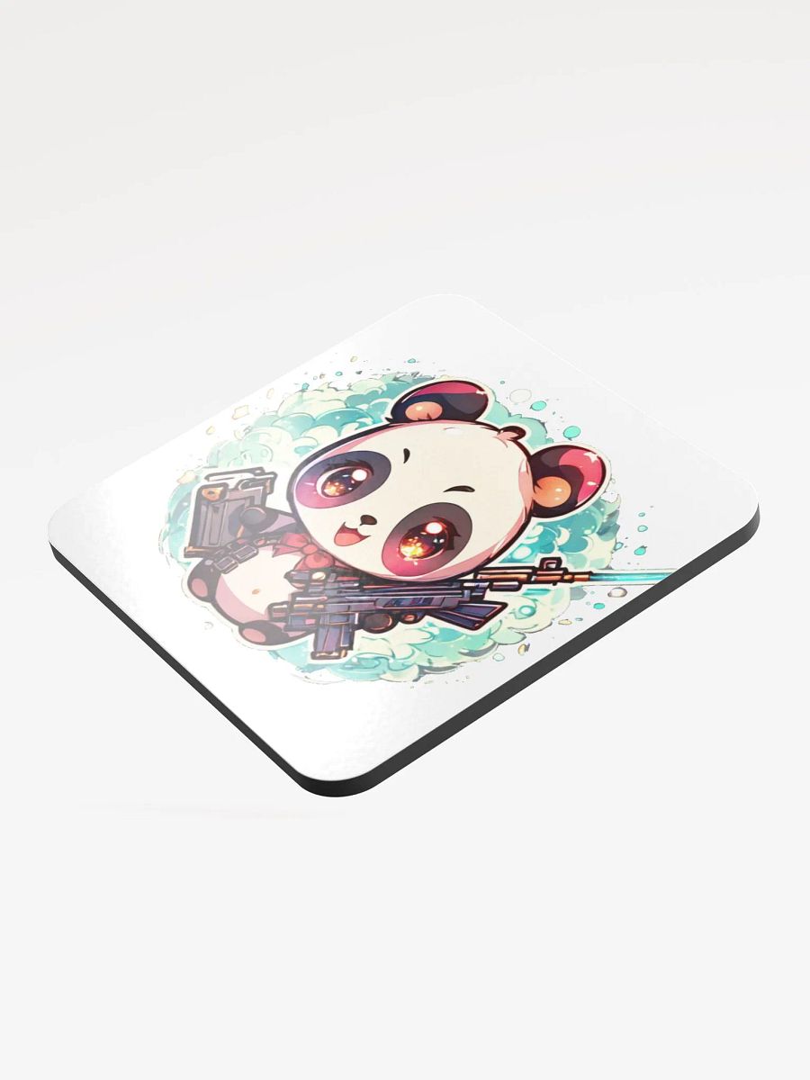 Chibi Panda Gunner Glossed Cork Coaster product image (3)