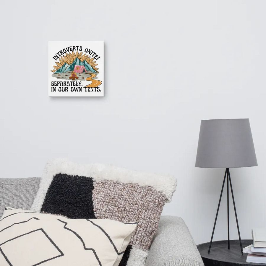 Hand-drawn funny camping introvert retro style canvas wall art product image (11)
