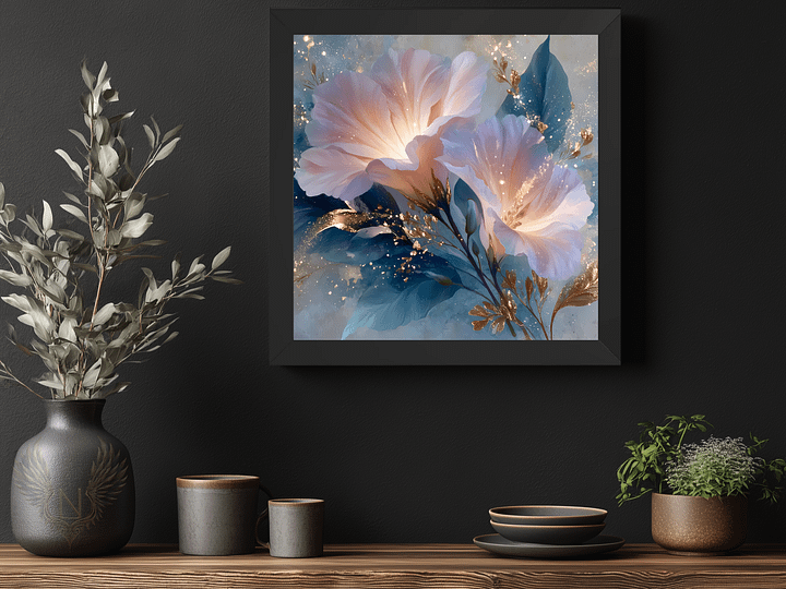 Glowing Grace: Blush & Gold Floral Wall Art product image (2)