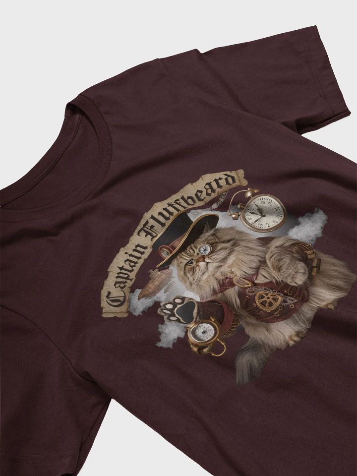 Captain Fluffbeard Steampunk Sky Pirate Cat T-Shirt product image (1)