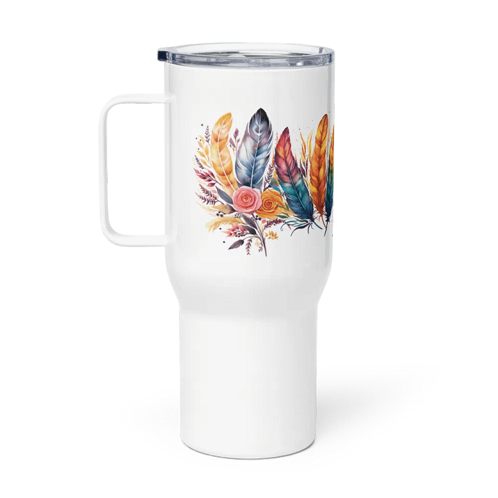 Vibrant Feathers and Roses Stainless Steel Travel Mug product image (1)
