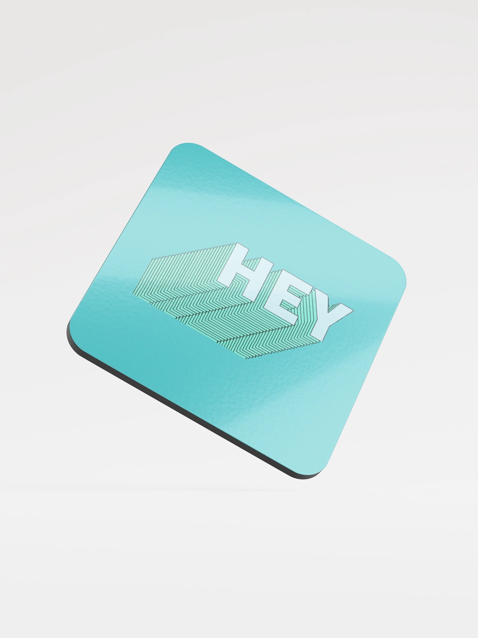 Hey Turquoise Blue Cork Coaster product image (1)
