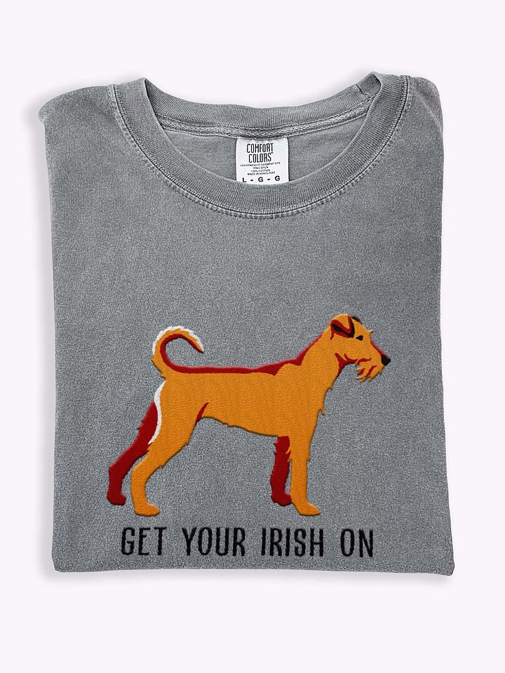 Get Your Irish On T-Shirt(Embroidered) of an Irish Terrier(Tan) product image (1)