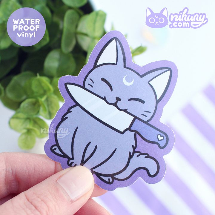 Black Meowgic | Stabby Cat Vinyl Sticker product image (1)