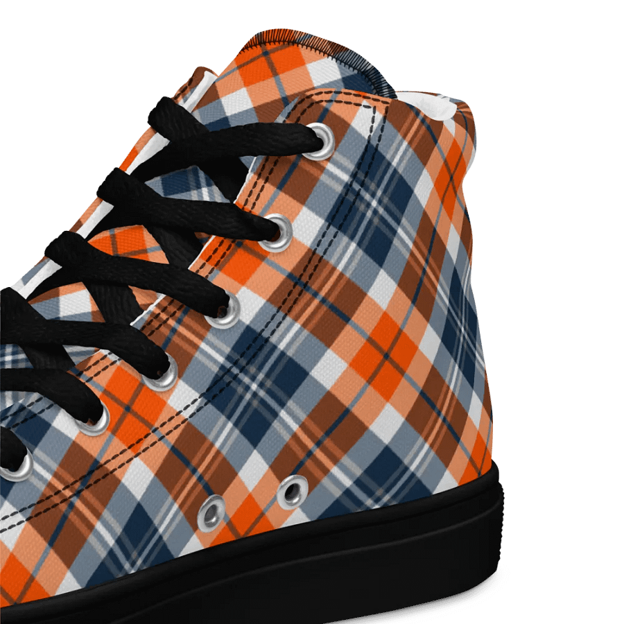 Orange and Blue Sporty Plaid Men's High Top Shoes product image (12)