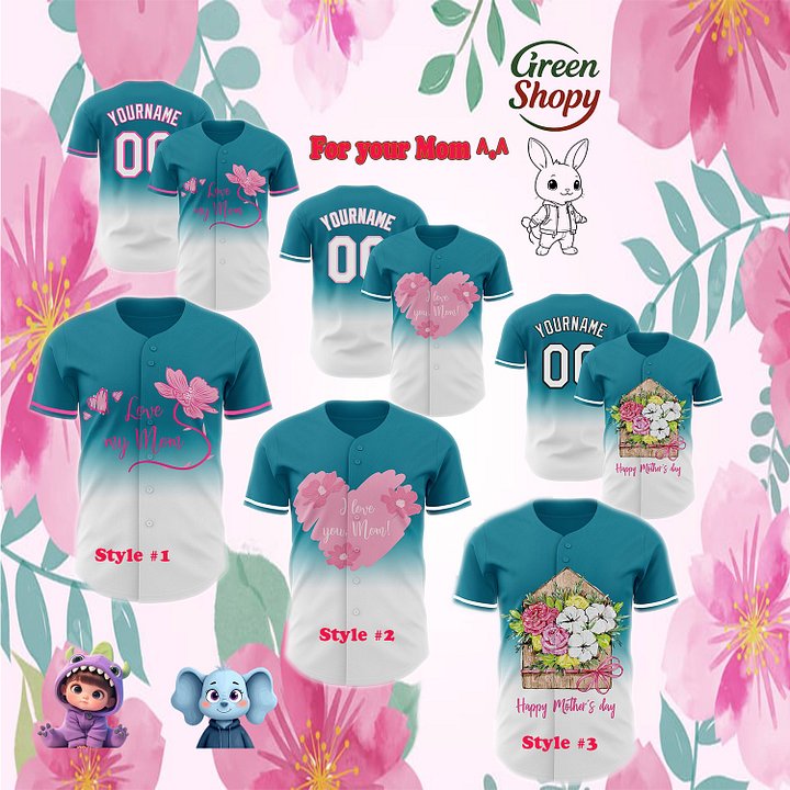 Authentic Baseball Jersey Gift , Custom Baseball Jersey, Personalized Sport Jersey, Love you Mom, Mother product image (1)