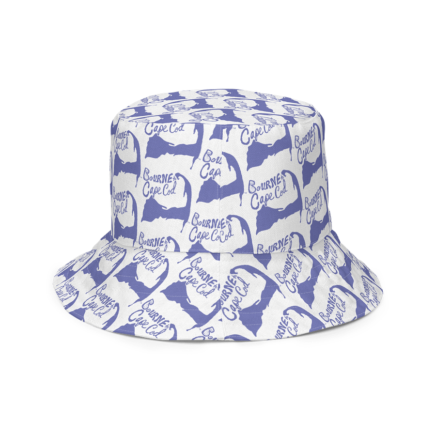 Adults Unisex | Reversible Bucket Hat | BOURNE to Cape Cod™ x BRN.2C.C.™ All-Over Logo Print | Coastal Style Sun Hat | Slate Blue & White product image (6)