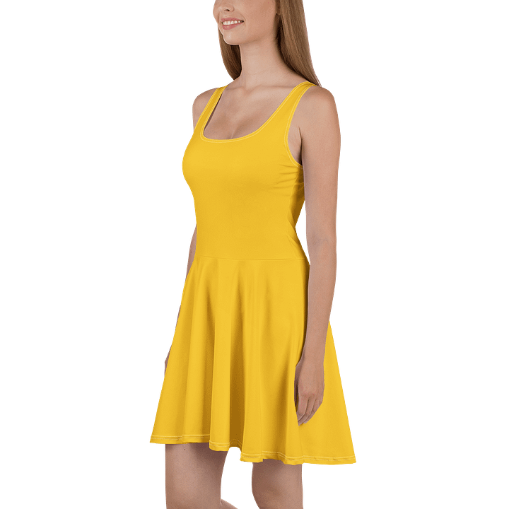 Mustard Yellow Solid Color Retro Inspired Fit and Flare Skater Dress product image (1)