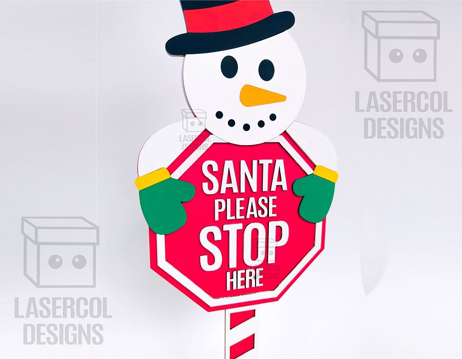 Santa Please Stop Here Signs Bundle - Laser Cut Files product image (8)