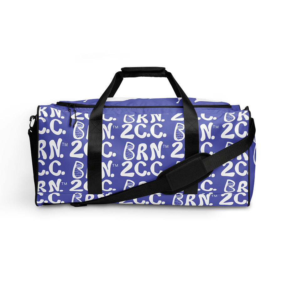BOURNE to Cape Cod™ | Duffle Bag | BRN.2C.C.™ | Coastal Gym & Travel Gear | 22" All-Over Print Weekender | White Logos on Slate Blue product image (1)