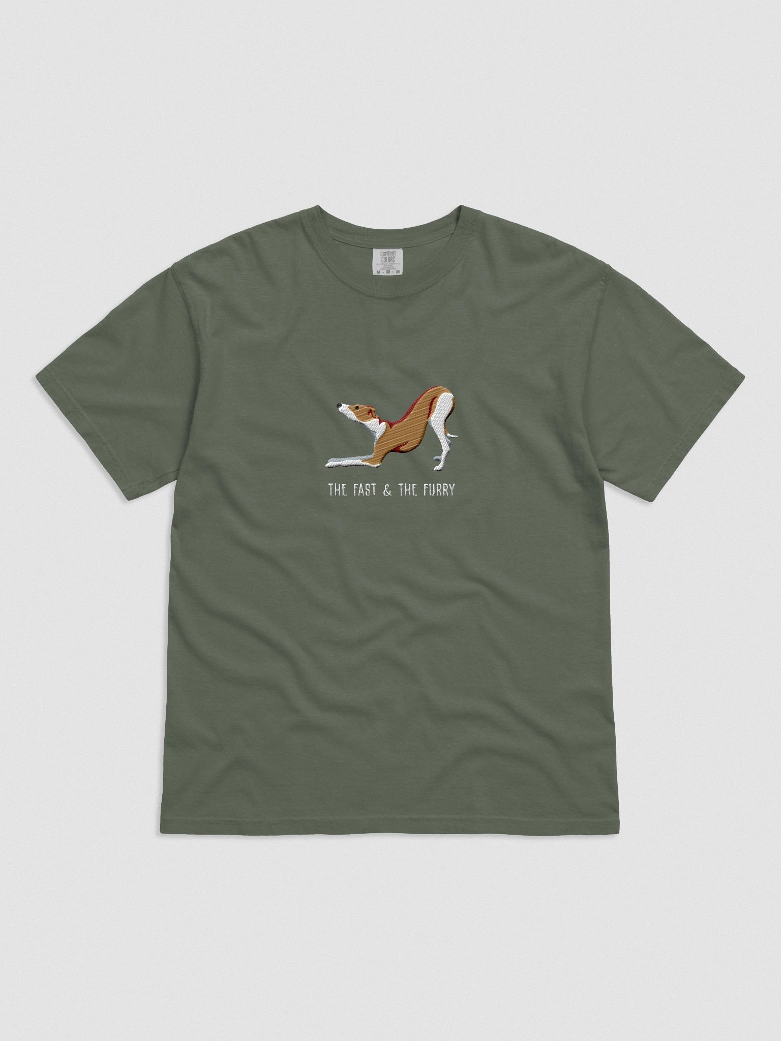 The Fast & The Furry T-Shirt(Embroidered) of an Italian Greyhound(Brown & White) product image (4)