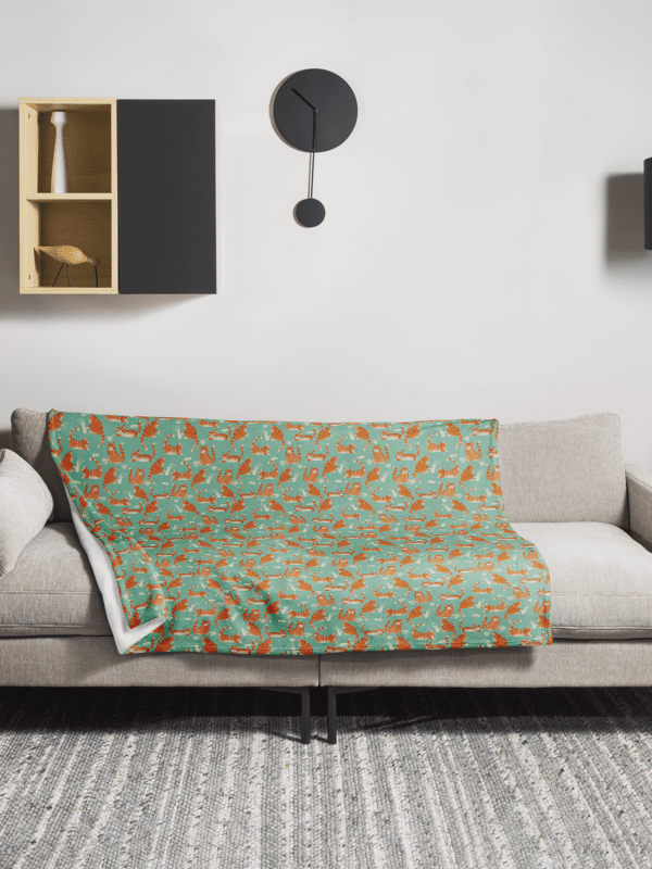 Bad Orange Tabby Cats Knocking Stuff Over Throw Blanket, Green product image (5)