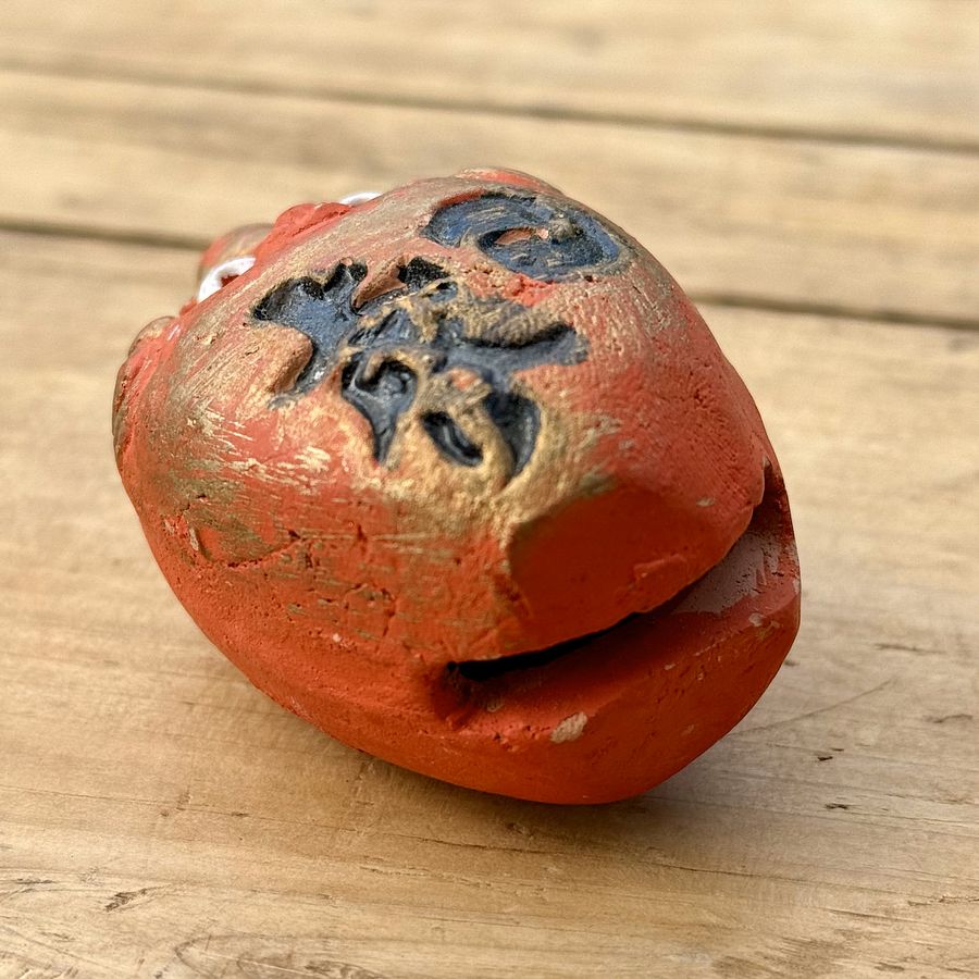 🎎 Japan Antique Oni Bell of Good Fortune - Mid-Showa Era Ceramic Charm product image (2)
