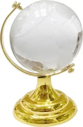 Shubhanjali Glass World Map Crystal Globe for Home Decor Items Study Table Office Gifts 45MM Decorative Showpiece - 6 cm (Crystal, Glass, White) product image (2)