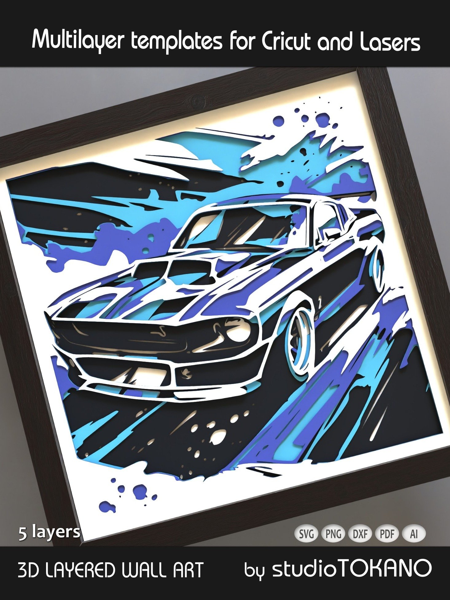 Ford Mustang 3D Shadow Box SVG product image (5)