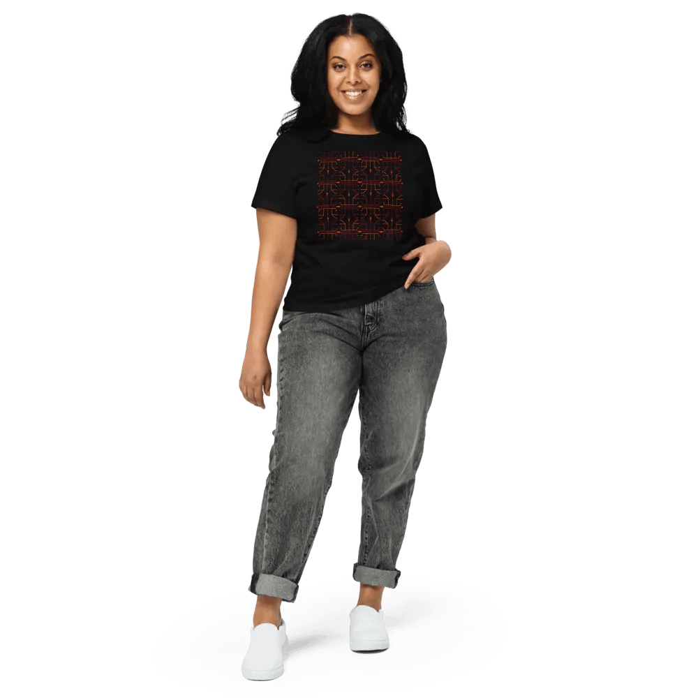 Hieroglyph Abstract Pattern Women's High-Waisted Tee product image (13)