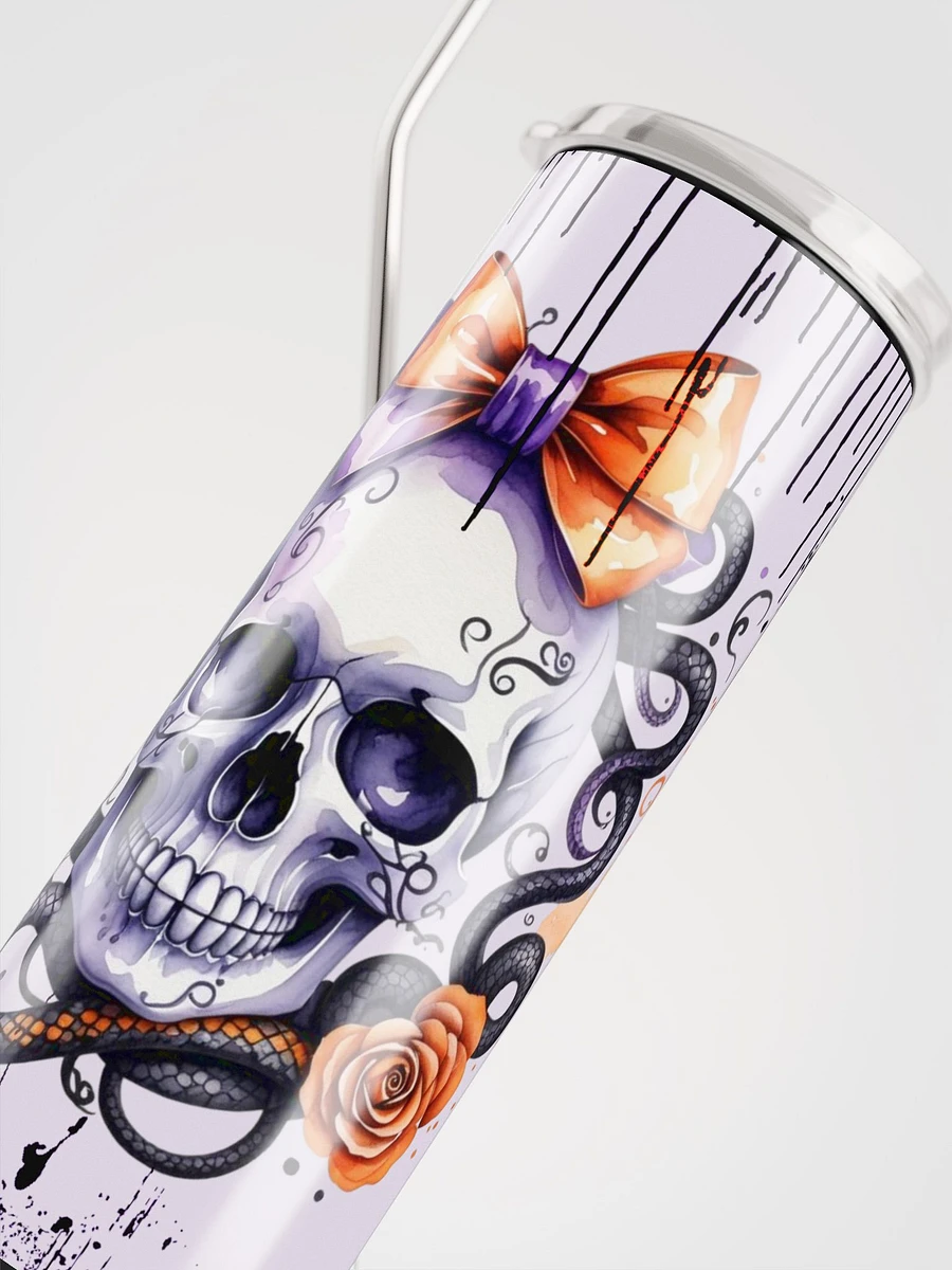 Halloween Tumbler Coquette Style Skull With Orange Bow And Snake product image (1)