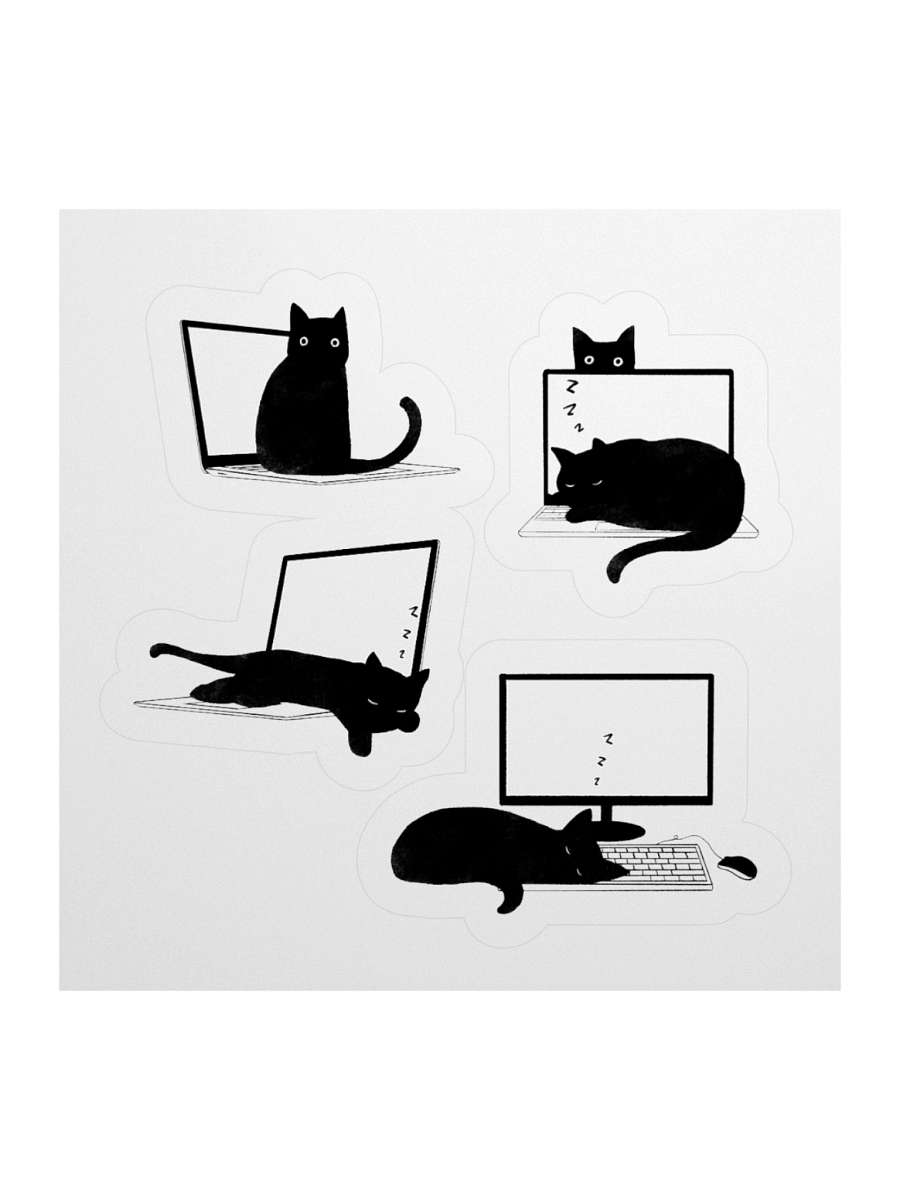 Cats Sleeping on Laptops Stickers product image (1)