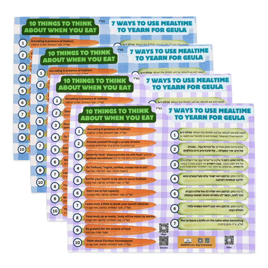 Placemat Set (4): 10 Things to think about when you Eat, 7 Ways to Yearn for Geula when you Eat product image (3)