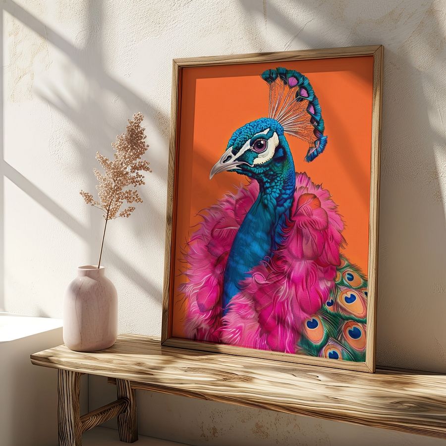Peacock in Fur Anthropomorphic Animal Fashion Art Print product image (19)