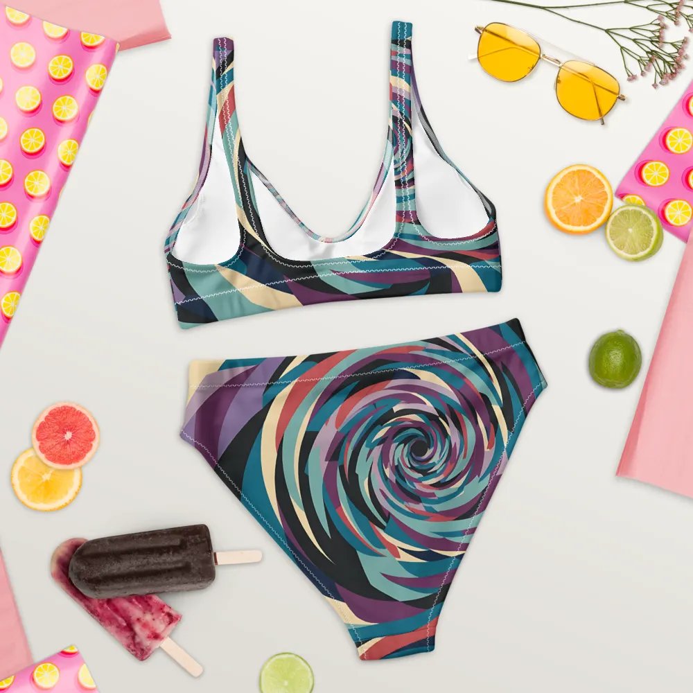 Abstract Lithographic Pattern Design High Waisted Bikini - V5 product image (7)