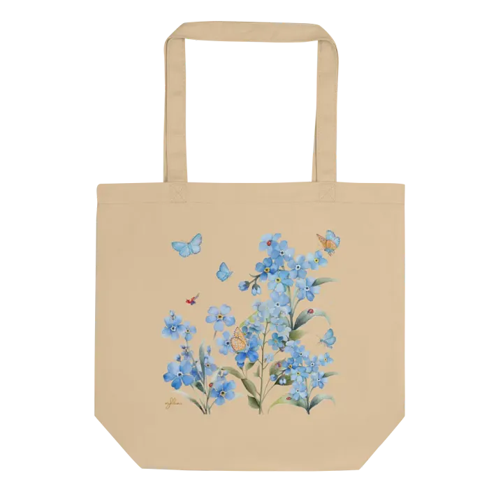 Forget-Me-Not Whispers Organic Cotton Tote Bag – Eco-Friendly, Spacious, and Stylish product image (1)